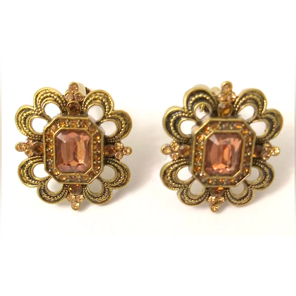 Avon Topaz Color Beaded Earrings 2004 - Picture 1 of 9